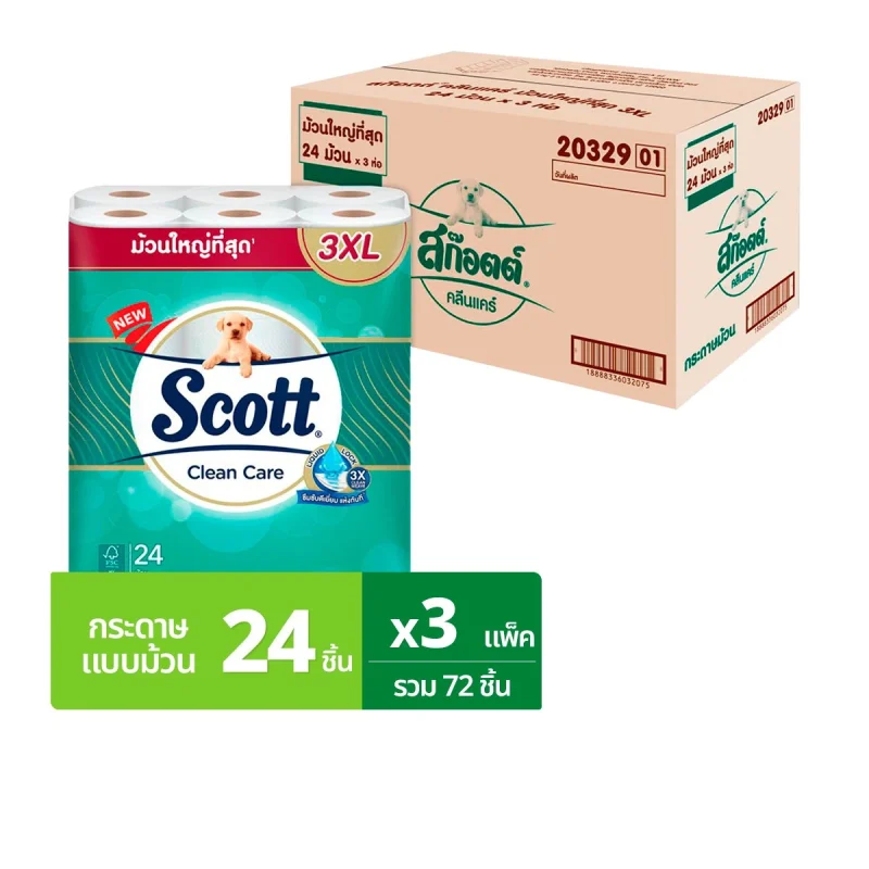 สก๊อตต์ คลีนแคร์ กระดาษชำระ 3XL 24 ม้วน แพ็ค 3