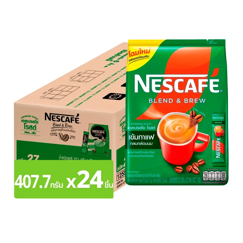 เนสกาแฟ เบลนด์ แอนด์ บรู เอสเปรสโซ โรสต์ 15.1 ก. แพ็ค 27 ซอง x 24 ถุง